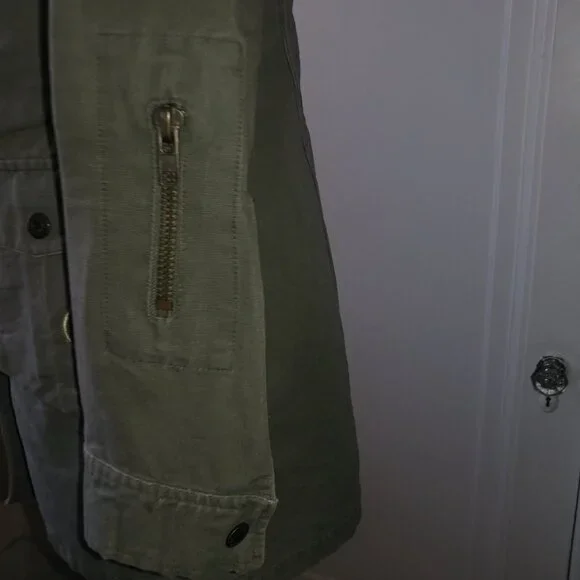 BB Dakota Vintage Olive Green Long Twill Utility Jacket - Size Small - Picture 12 of 15